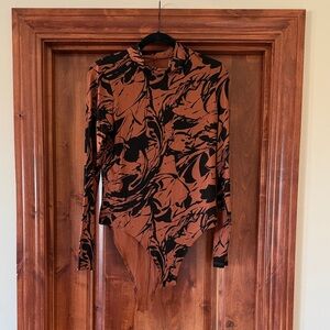 a new day Brown and Black Patterned Bodysuit
